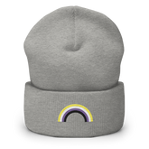 Embroidered Nonbinary Rainbow Beanie: Pride Flag LGBTQ+ Design