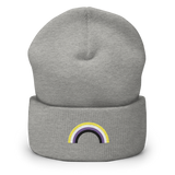 Embroidered Nonbinary Rainbow Beanie: Pride Flag LGBTQ+ Design
