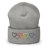 Philly Pride Beanie: Interlaced Heart Outlines Embroidered Hat