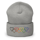 Philly Pride Beanie: Interlaced Heart Outlines Embroidered Hat