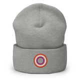 Embroidered Beanie: Lesbian Pride Ring Emblem Design