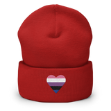 Genderfluid Flag Embroidered Heart Beanie: Celebratory LGBTQ+ Pride Design