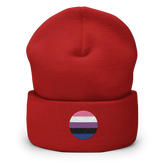 Genderfluid Flag Embroidered Circle Beanie: Celebratory LGBTQ+ Pride Design