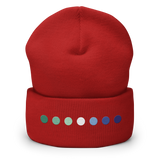 Embroidered Gay Pride Beanie: Pride Flag Horizontal Circle Design