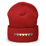 Embroidered Demigender Beanie: Pride Flag Horizontal Heart Design
