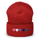 Embroidered Genderfluid Beanie: Pride Flag Horizontal Heart Design