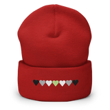 Embroidered Agender Beanie: Pride Flag Horizontal Heart Design