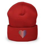 Gay Pride Heart Lines Beanie: Embroidered Pride Gradient Hat