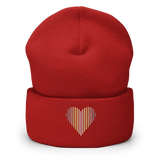 Demigender Heart Lines Beanie: Embroidered Pride Gradient Hat