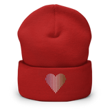 Genderqueer Heart Lines Beanie: Embroidered Pride Gradient Hat