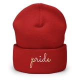 Pangender Pride Beanie: Cursive 'Pride' in Gradient Colors