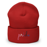 Genderfluid Pride Beanie: Cursive 'Pride' in Gradient Colors