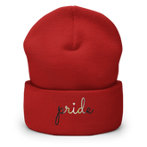 Agender Pride Beanie: Cursive 'Pride' in Gradient Colors