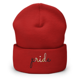 Agender Pride Beanie: Cursive 'Pride' in Gradient Colors