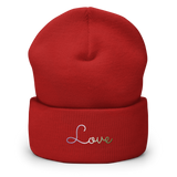 Genderqueer Love Script Beanie: Ellegantly Embroidered Pride Hat