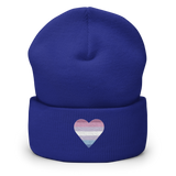 Bigender Flag Embroidered Heart Beanie: Celebratory LGBTQ+ Pride Design