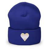 Pangender Flag Embroidered Heart Beanie: Celebratory LGBTQ+ Pride Design