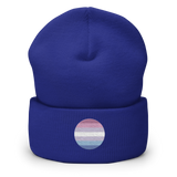 Bigender Flag Embroidered Circle Beanie: Celebratory LGBTQ+ Pride Design