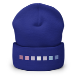 Embroidered Bigender Beanie: Pride Flag Horizontal Square Design