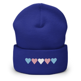 Embroidered Transgender Beanie: Pride Flag Horizontal Heart Design