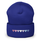 Embroidered Bigender Beanie: Pride Flag Horizontal Heart Design
