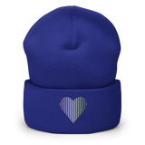Genderqueer Heart Lines Beanie: Embroidered Pride Gradient Hat