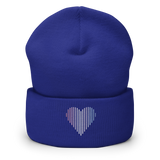 Bigender Heart Lines Beanie: Embroidered Pride Gradient Hat