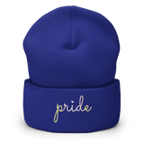 Pangender Pride Beanie: Cursive 'Pride' in Gradient Colors