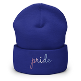 Bigender Pride Beanie: Cursive 'Pride' in Gradient Colors
