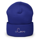Transgender Love Script Beanie: Ellegantly Embroidered Pride Hat
