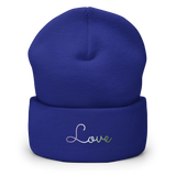 Genderqueer Love Script Beanie: Ellegantly Embroidered Pride Hat