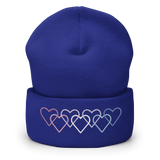 Bigender Pride Beanie: Interlaced Heart Outlines Embroidered Hat