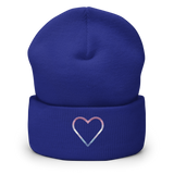 Bigender Heart Beanie: Embroidered Pride Hat