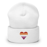 Lesbian Flag Embroidered Heart Beanie: Celebratory LGBTQ+ Pride Design