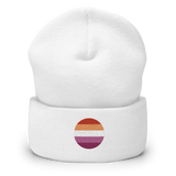Lesbian Flag Embroidered Circle Beanie: Celebratory LGBTQ+ Pride Design