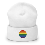 Pride Flag Embroidered Circle Beanie: Celebratory LGBTQ+ Pride Design