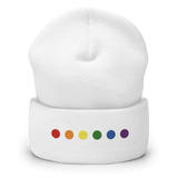 Embroidered Pride Beanie: Pride Flag Horizontal Circle Design
