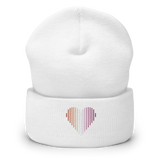 Lesbian Heart Lines Beanie: Embroidered Pride Gradient Hat