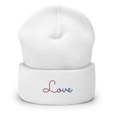 Bisexual Love Script Beanie: Ellegantly Embroidered Pride Hat