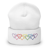 Gilbert Baker Pride Beanie: Interlaced Heart Outlines Embroidered Hat
