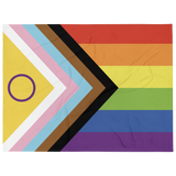 Intersex-Inclusive Pride Progress Pride Throw Blanket: Cozy LGBTQ+ Decorative Print