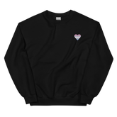 Bigender Flag Embroidered Heart Sweater: Celebratory LGBTQ+ Pride Design