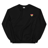 Pansexual Flag Embroidered Heart Sweater: Celebratory LGBTQ+ Pride Design