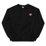 Pansexual Flag Embroidered Heart Sweater: Celebratory LGBTQ+ Pride Design
