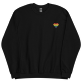 Pride Flag Embroidered Heart Sweater: Celebratory LGBTQ+ Pride Design