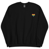 Pride Flag Embroidered Heart Sweater: Celebratory LGBTQ+ Pride Design