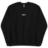 Embroidered Genderqueer Sweatshirt: Pride Flag Horizontal Heart Design