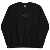 Bisexual Pride Sweatshirt: Interlaced Heart Outlines Embroidered Sweater