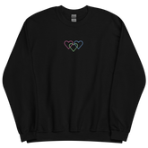 Polysexual Pride Sweatshirt: Interlaced Heart Outlines Embroidered Sweater