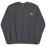 Gilbert Baker Pride Flag Embroidered Heart Sweater: Celebratory LGBTQ+ Pride Design